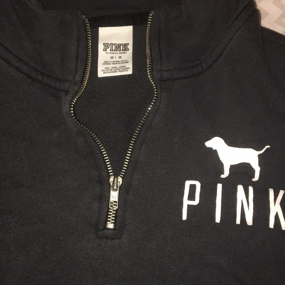 Victoria’s Secret PINK Black Half Zipper Pullover - Picture 2 of 3